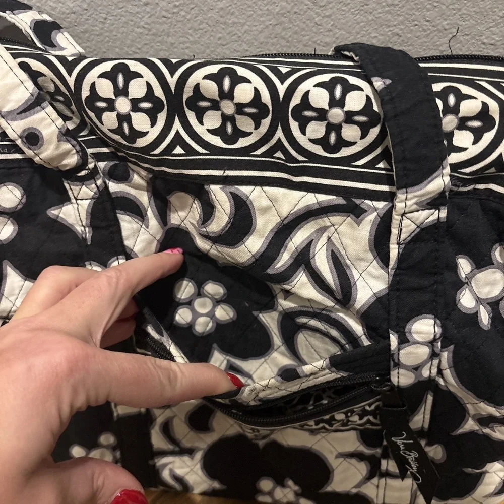 Vera Bradley Quilted Villager Tote Bag Purse Retired 'Night and Day' Black/White